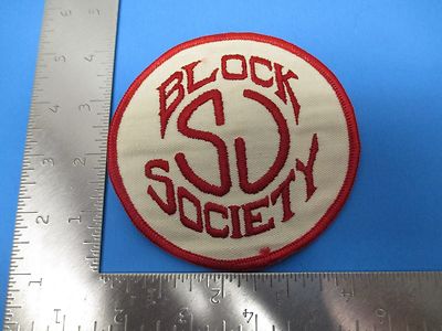 Block Society Patch Embroidered White With Red S3216