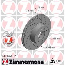 ZIMMERMANN 2x Bremsscheibe vorne �302 mm Innenbel�ftet Gelocht f�r BMW 7er E32