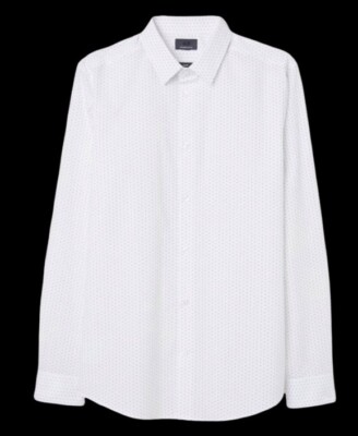 H&M Premium Cotton White Black Dotted Long Sleeves Button Down Shirt Sz Medium 