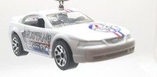 Christmas Ornament for 1999 Ford Mustang Coupe White Red Blue Stripes