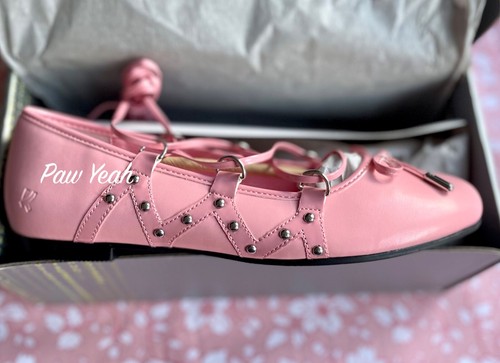 Koi Pink Violetta Lace Up Ballet Flats Size 7 Dolls Kill Shoes NEW SHIPS FAST - Picture 2 of 6