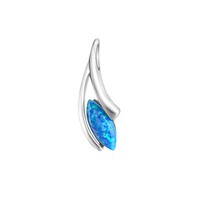 AnhäNger KettenanhäNger 925 Sterling Silber Rhodiniert Synthetischer Opal Blau V