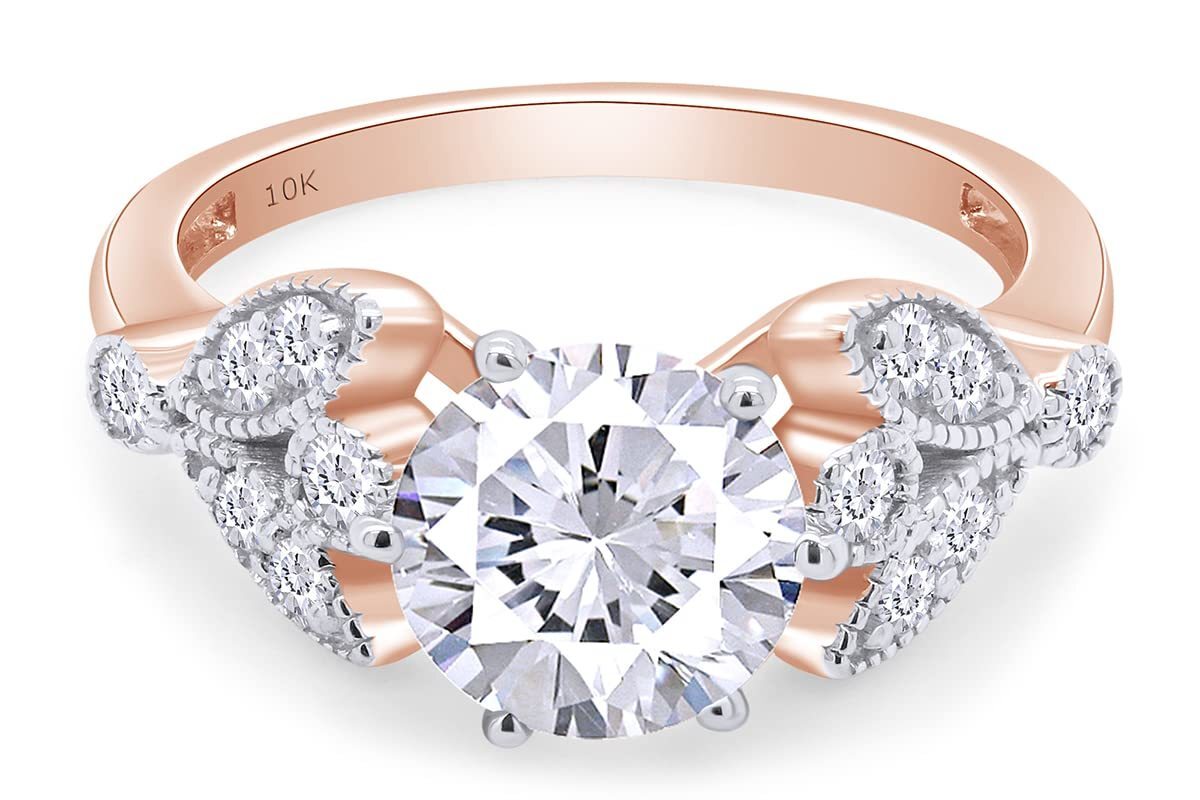 Moissanite Leaf Solitaire Engagement Ring In 10k or 14k Gold Wedding | eBay
