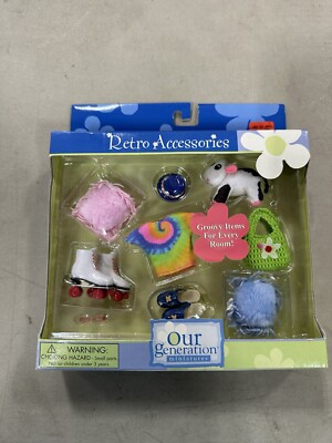 New Vintage Our Generation Miniatures Retro Groovy Accessories 9 Piece Set D33#2