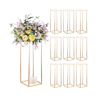 Sziqiqi Floor Vase Table Centerpieces for Reception - 10 Pcs Metal Column Geo...
