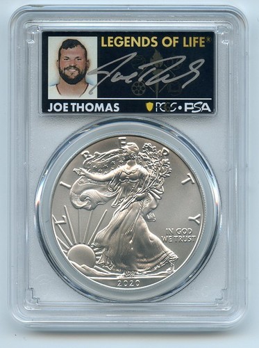 2020 1 $ American Silver Eagle PCGS MS70 FS Legends of Life Joe Thomas