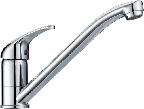 Kitchen Sink Mixer Tap Single Lever with Long Swivel Spout Monobloc Faucet Solid