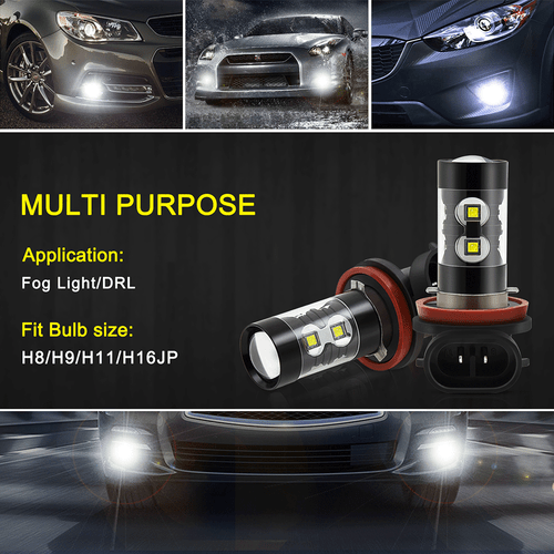 Super bright H11 projector LED bulbs/globe for Nissan Navara 2015-2017 NP300 fog - Picture 8 of 12