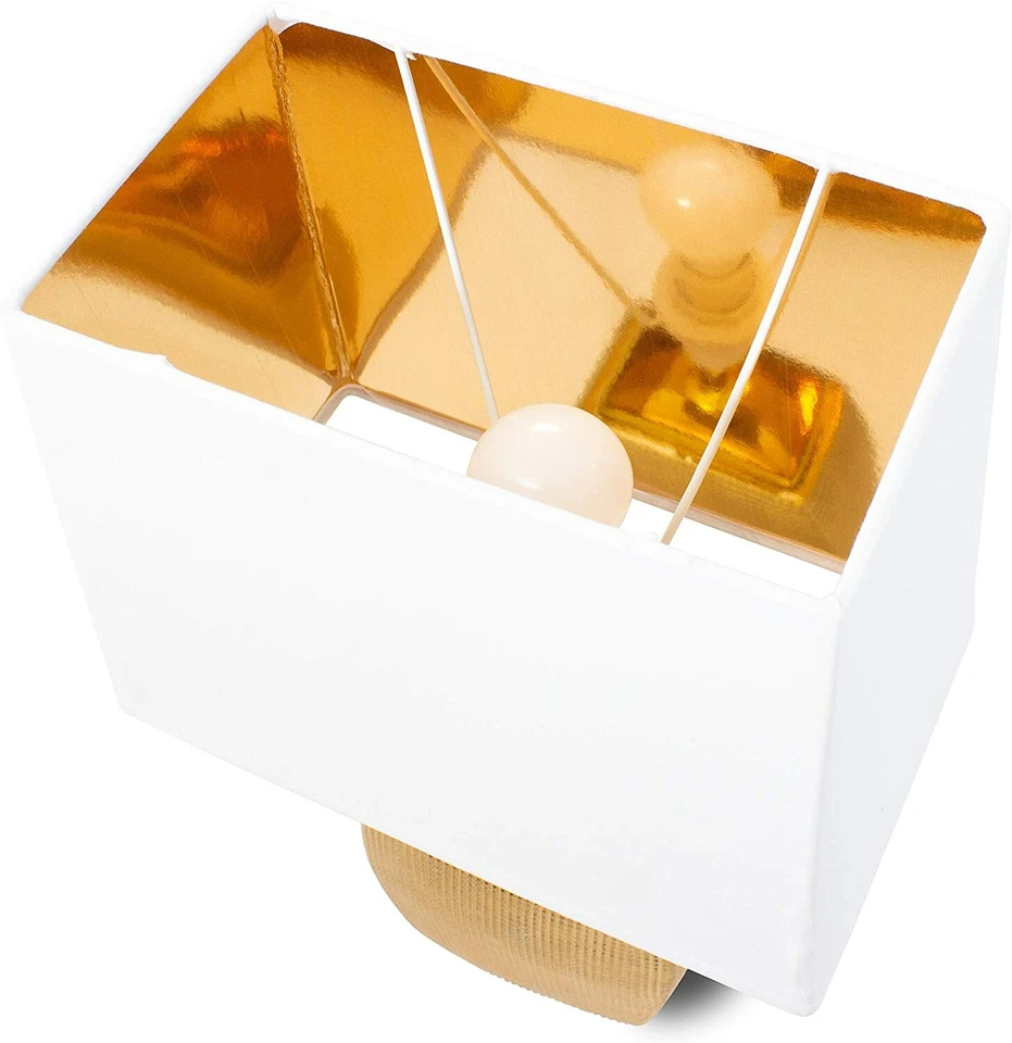 BRUBAKER 2 Lámparas de Mesa y Noche Cerámicas Oro Pantallas Algodón Nuevo 38 cm - Imagen 4 de 4