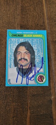 1979-80 OPC SIGNED CARD TERRY RUSKOWSKI BLACKHAWKS JETS AEROS KINGS WHA # 141