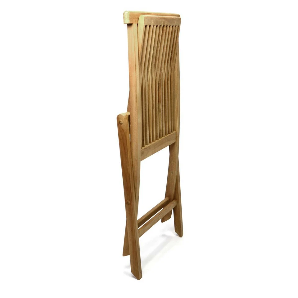 DIVERO 3 tlg. Balkonset Garten-Set Klappstuhl Tisch rund Ø 60cm Teakholz Balkon - Bild 3 von 4