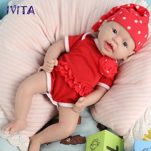 IVITA 15'' Blue Eyes Girl Baby Prematur Full Silicone Reborn Baby Doll Gifts - Picture 8 of 12
