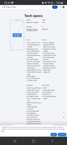 Brand new Google Pixel 7a - 128GB - Sea (Unlocked) - Afbeelding 5 van 6
