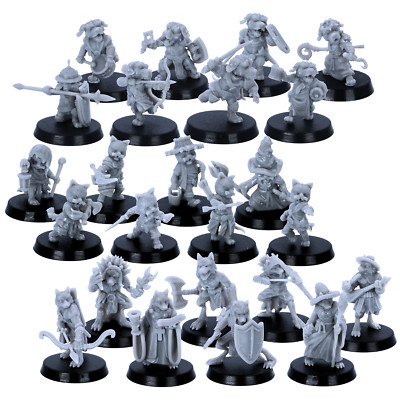 Beastkin Heroes - 24 Fantasy Animal DnD Miniatures| 28mm Resin RPG NPC Set
