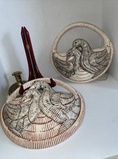 2 Vintage Pair  Mallard Duck Ceramic Wall Pocket Planter Decor M A S 1987 11”