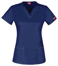 Navy Blue Dickies Scrubs Gen Flex V Neck Top DK800 NVYZ