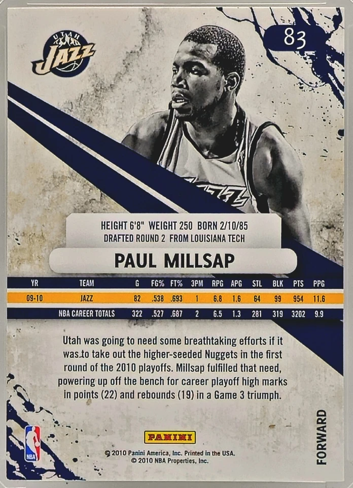 2015 Panini Replay Buyback 2/2 Paul Millsap (2010-11 Panini Rookie & Stars) automático Foto 2 de 2