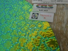 Dichroic Glass:CBS 96 COE Blue/Gold on  Figure "C" Textured Thin Black 3"Sq