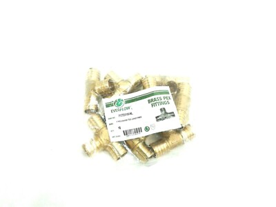 EVERFLOW BRASS PEX FITTINGS PXTE0100-NL 1'' PEX-BARB TEE LEAD FREE BAG OF 10