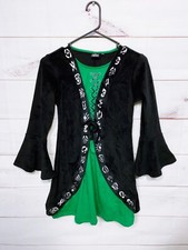 Disney Hocus Pocus Girls Velvet Costume Dress Size L Black Green Long Sleeve