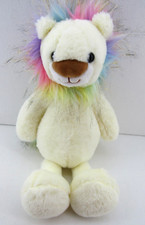 FAO Schwarz Dreamies Cream LION Plush Sparkly Rainbow Mane Tail Stuffed Animal