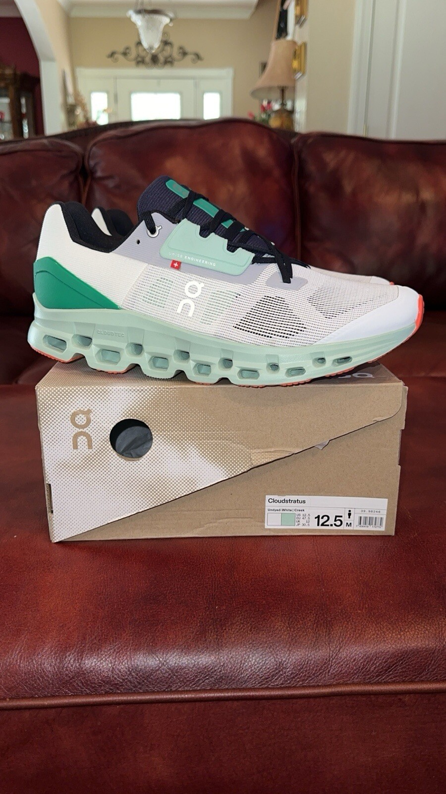 On Cloud Cloudstratus Undyed-White/ Creek Men’s Size 12.5 *NEW*