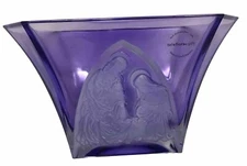 Glass Vase Czech Republic Purple Manger nativity Joseph Mother Mary Jesus