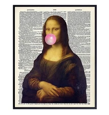 Leonardo DaVinci Mona Lisa Bubble Gum Dictionary Wall Art, Home Decor - Upcyc...
