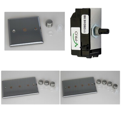 Varilight Classic gebürsteter Stahl Dimmer Platten & Module LED Halogen Vpro Vcom