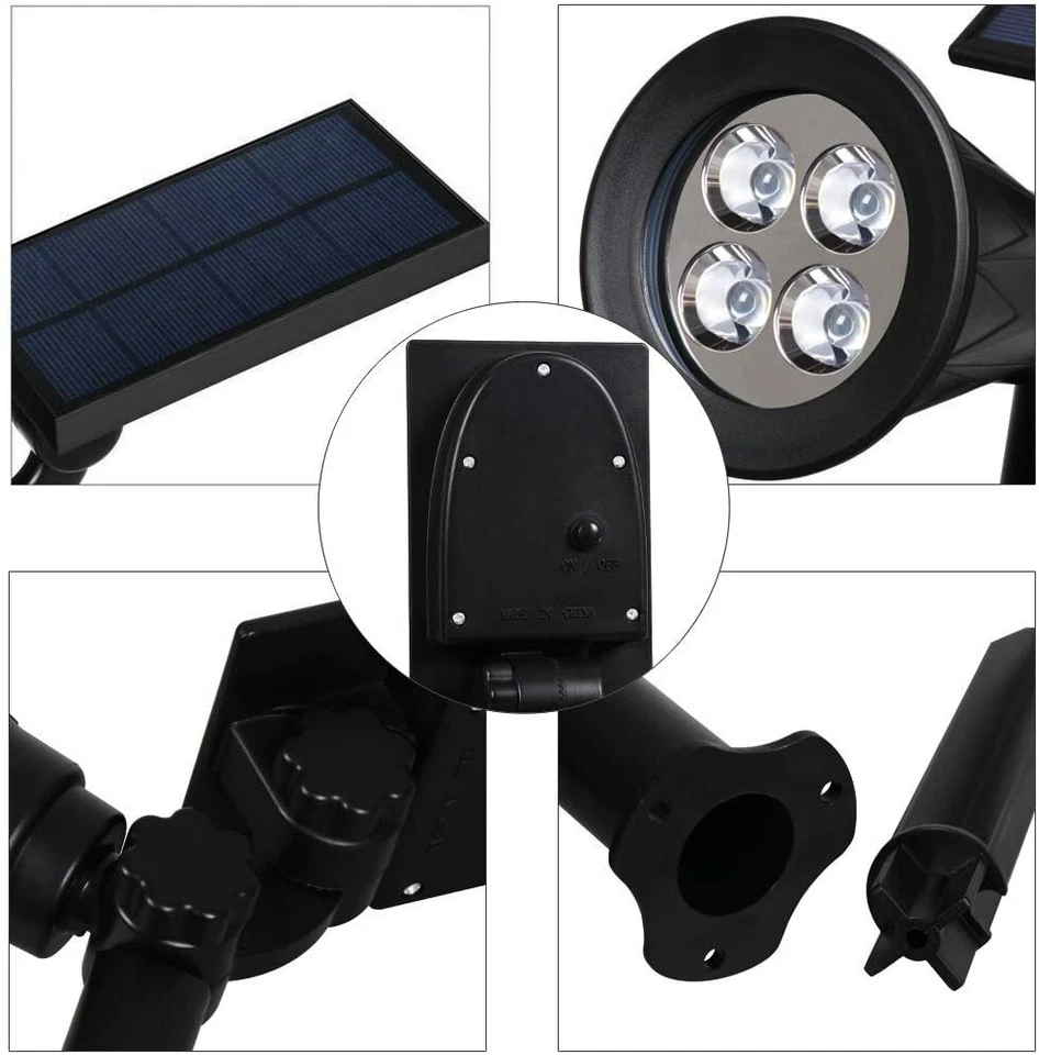 4er Set LED Solar Steck Lampen Deko Außen Leuchten Garten Gartenleuchte - Bild 4 von 4