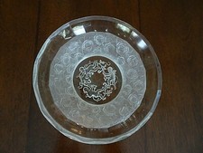 1930's Hoffman Bohemian Art Glass Crystal Frosted CHERUB & Roses Trinket Dish