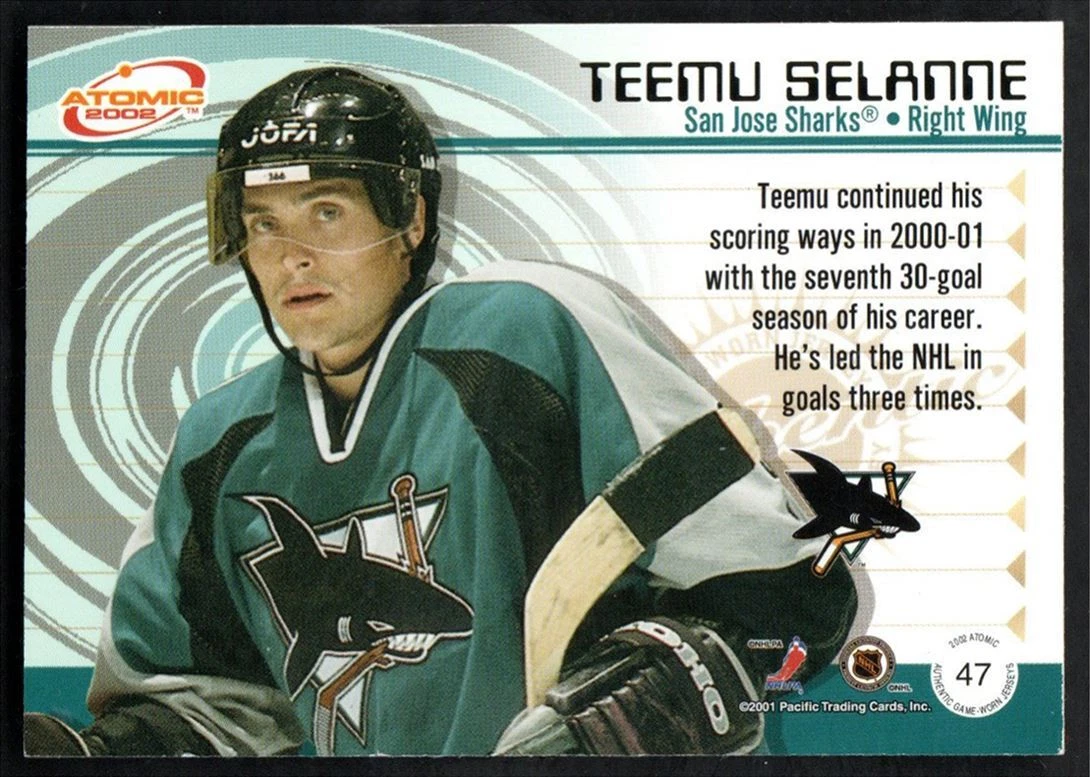 teemu selanne sharks jersey