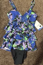 NEW Dolfin Aquashape Removeable Cups Tummy Control Blue Eden Size 6 Swimsuit