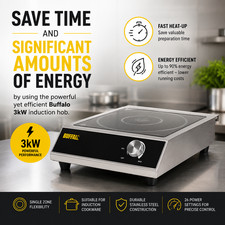 Buffalo CE208 Commercial Induction Hob 3kW Countertop Cooker Next Day UK