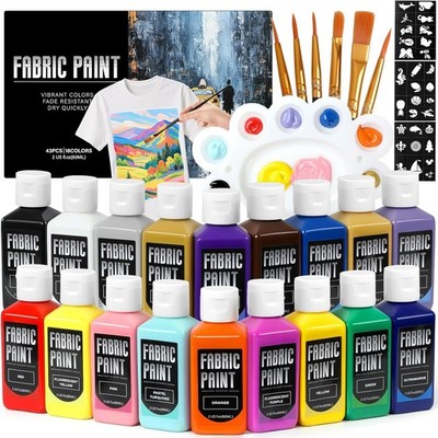 TMOL Waschmaschinenfest Textilfarben Set   18 Farben in Flaschen (je 60 ml/2