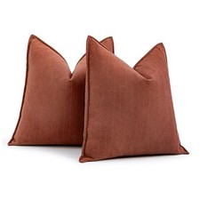 Pack of 2 Decorative Pillow Covers 18x18 Inch Soft 18" x 18" Pack of 2 Rust