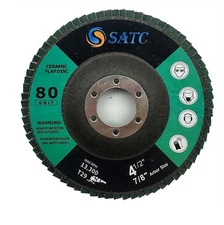 SATC 20PCS 4.5in Green Ceramic Flap Discs 7/8" Arbor T29 Grinding Wheel 80 Grit