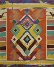 Flat Weave Tribal Kilim Square Area Rug 8x8 Ft Reversible Geometric Wool Carpet Flat Weave Tribal Kilim Square Area Rug 8x8 Ft Reversible Geometric Wool Carpet