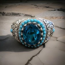 Moderno Turco con Pietra Zircone Blu Uomo/Donna Taglia 13 