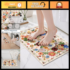 Non-Slip Bath Mat 17x24, Washable Low Pile Area Rug, Beige Bathroom Decor
