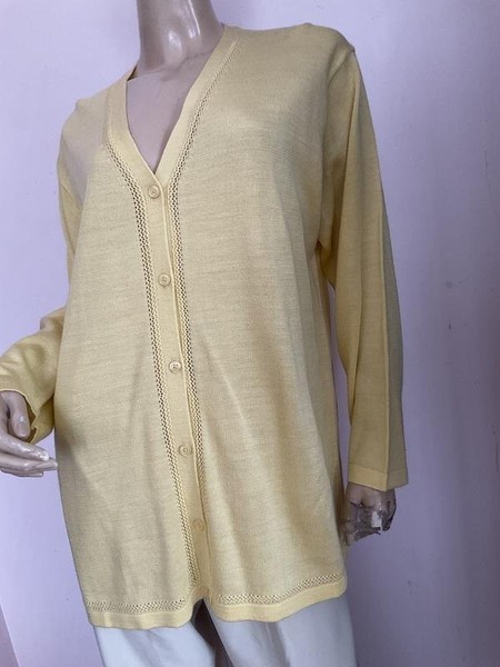 Women Cardigan Yellow Knit 44 / XXL / 52