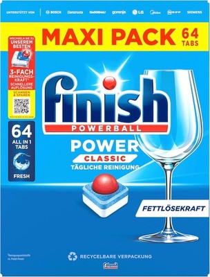 Finish Power Classic Spülmaschinentabs, Maxi Pack, 64 Tabs