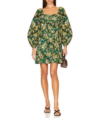 Women Ulla Johnson Alita Green Long Sleeve A-Line Mini Dress