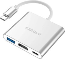 USB C to HDMI Adapter, 4K HDMI to USB-C Adapter with 60W PD  USB 3.0 Port Multi