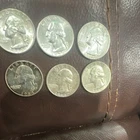 Lot #S of 6 AU 90% Silver Washington Quarters