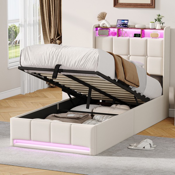 Polsterbett Einzelbett Bettgestell Mit Lattenrost Jugendbett 90X200Cm Kinderbett-image
