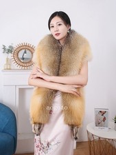 Women's Real Whole Pelt Fox Fur Shawl Scarf Cape Wrap Fur Collar Neck Warmer