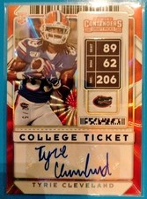 2020 Contenders Tyrie Cleveland RC, Starburst, #/5, College Ticket, Auto- Denver