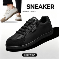 Men's Wide Toe Casual Shoes Teenagers' Comfortable Sports Shoes Sneakers Black
