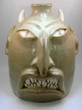 VINTAGE FACE JUG SIGNED DAVID - 7 1/2" TALL - NICE CONDITION - B. OFFER